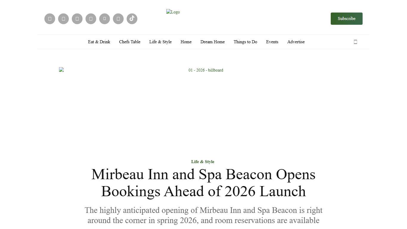 Mirbeau Inn & Spa Beacon Opens Bookings Ahead of 2026 Launch