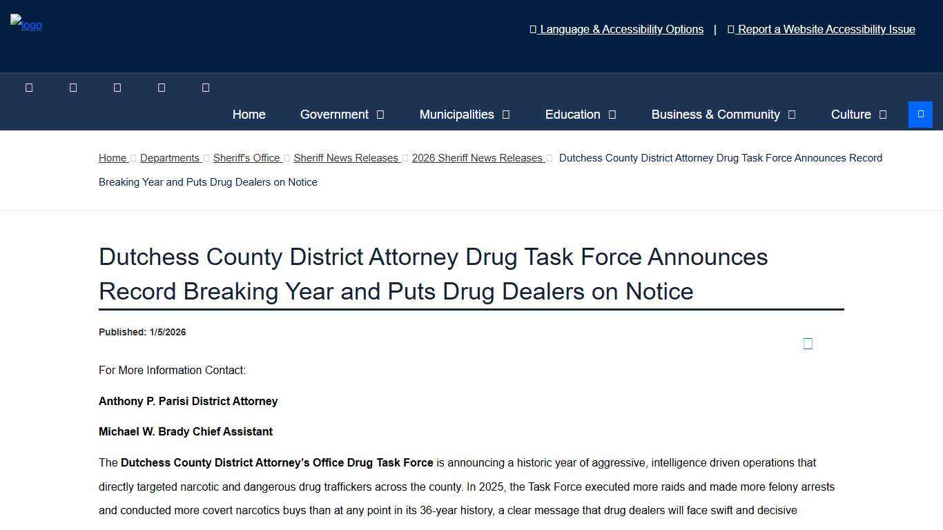 Dutchess County District Attorney Drug Task Force Announces Record Breaking Year and Puts Drug Dealers on Notice